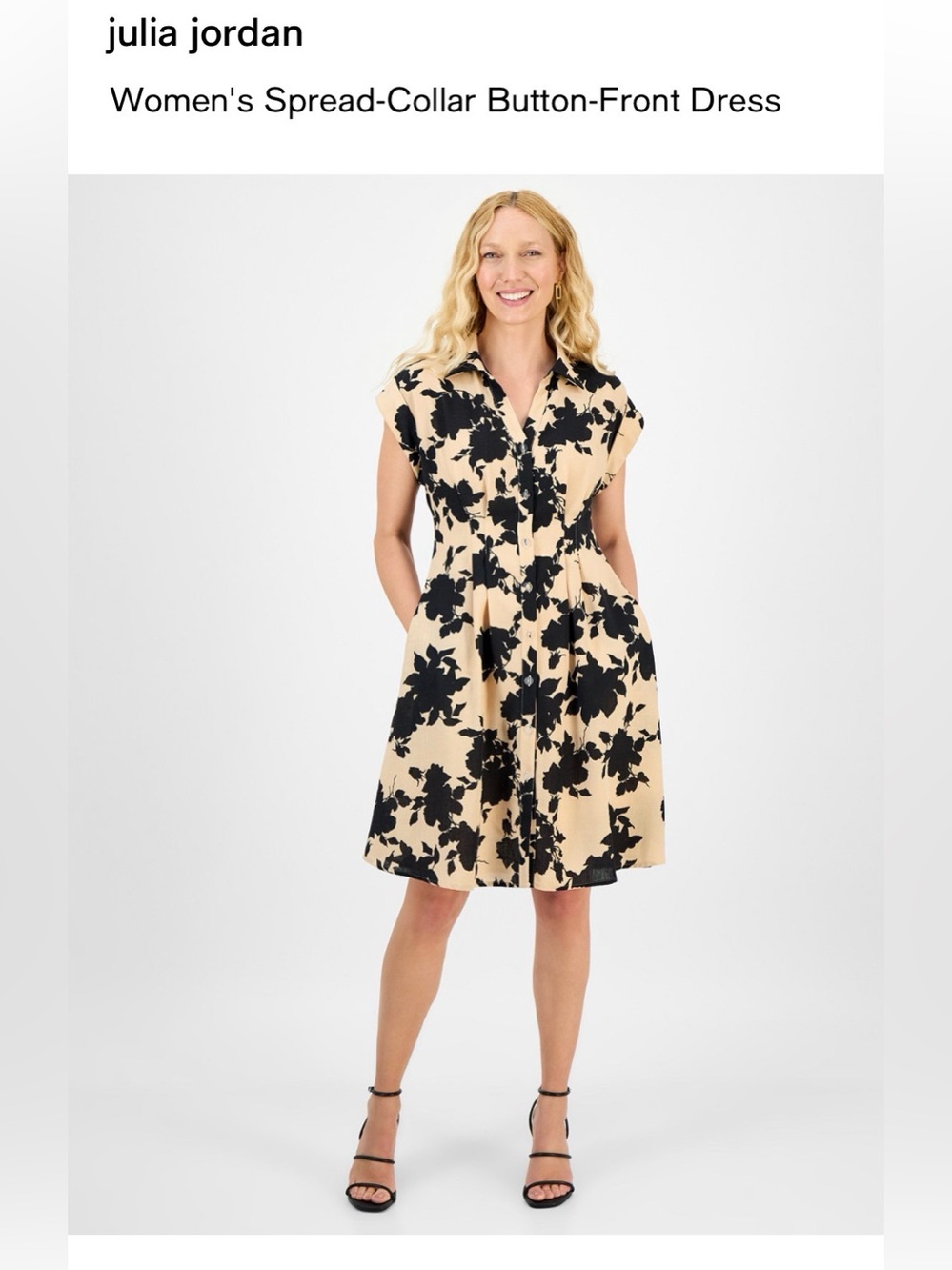 julia jordan Women's Spread-Collar Button-Front Dress